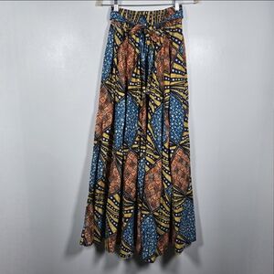 Go Rogue Vibrant Colorful Abstract Art Print Pull On Long Broom Skirt Free Size